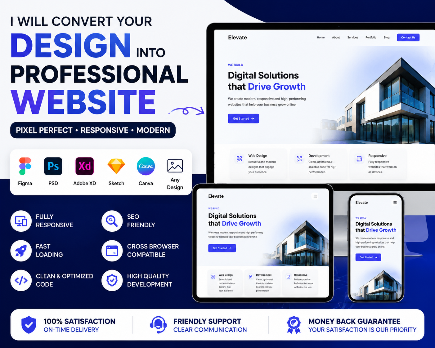 I will convert design into the professional website